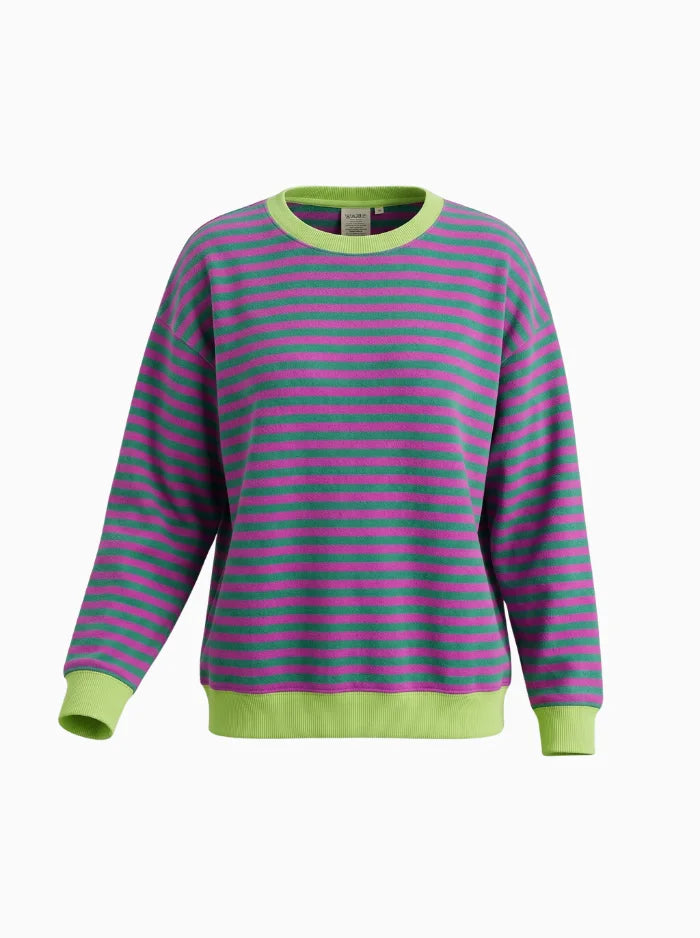 Tahlia Women's Striped Oversized Sweater-Women's Sweater-CAMOUFIT-Green & Pink-S-Camoufit
