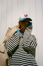 Tahlia Women's Striped Oversized Sweater-Women's Sweater-CAMOUFIT-Blue & Black-S-Camoufit