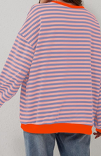 Tahlia Women's Striped Oversized Sweater-Women's Sweater-CAMOUFIT-Green & Pink-S-Camoufit