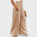 Solenne | Wide Leg Pants for Women - Casual Mid Rise Loose Relaxed Versatile Fit-Women's Pants-Purple-S-Camoufit