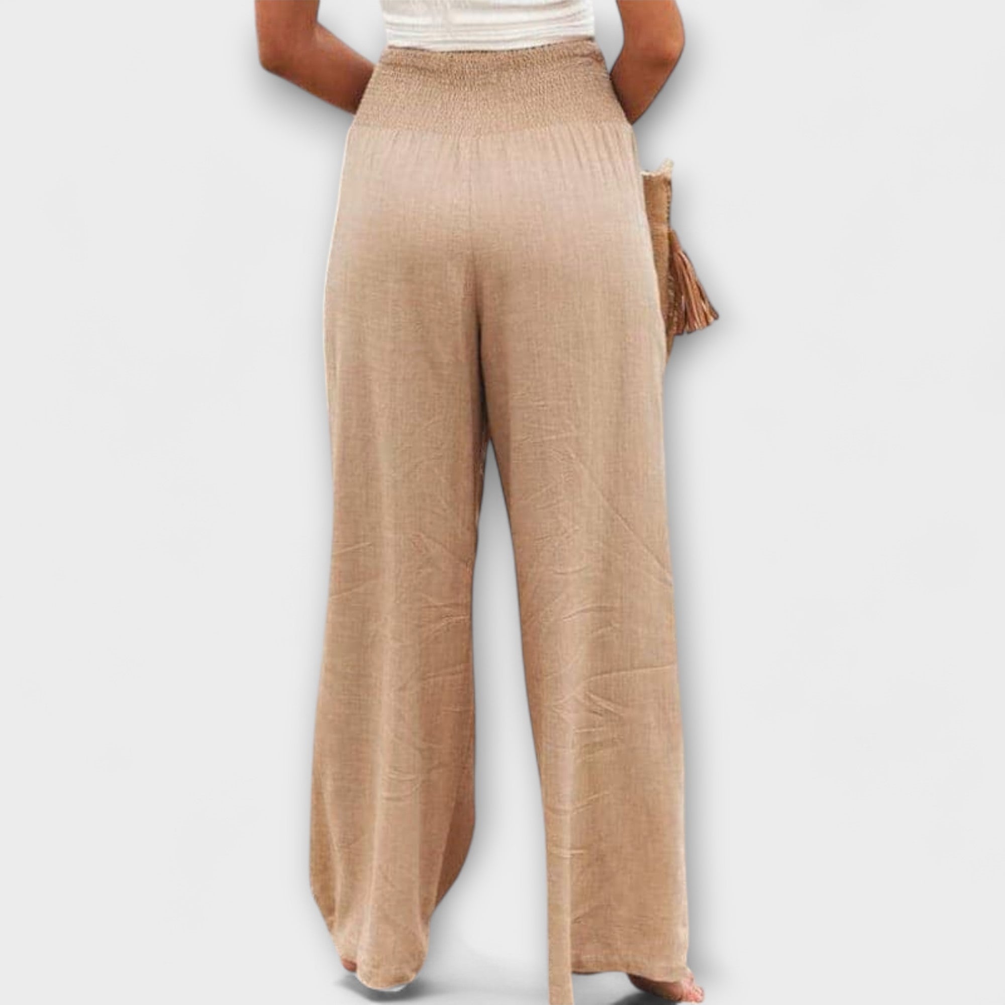 Solenne | Wide Leg Pants for Women - Casual Mid Rise Loose Relaxed Versatile Fit-Women's Pants-Purple-S-Camoufit