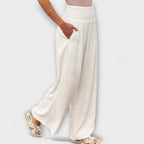 Solenne | Wide Leg Pants for Women - Casual Mid Rise Loose Relaxed Versatile Fit-Women's Pants-Purple-S-Camoufit