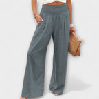 Solenne | Wide Leg Pants for Women - Casual Mid Rise Loose Relaxed Versatile Fit-Women's Pants-Gray-S-Camoufit