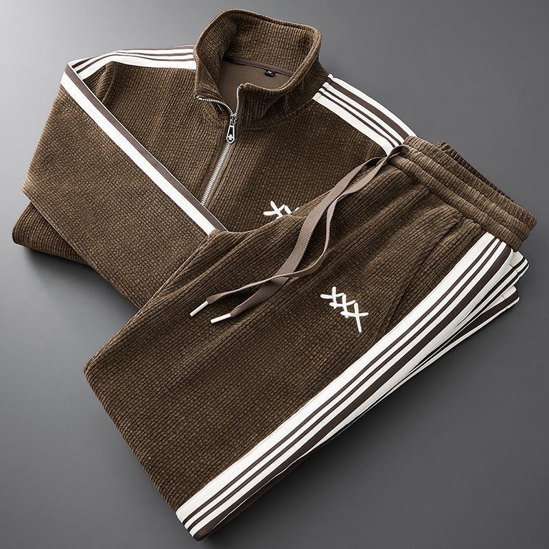 Men's Corduroy Winter Tracksuit Set – Warm Relaxed Comfort Fit-Men's Tracksuit-Chestnut Brown-XS-