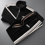 Men's Corduroy Winter Tracksuit Set – Warm Relaxed Comfort Fit-Men's Tracksuit-Jet Black-XS-
