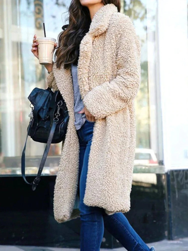 Trendy Warm Long Teddy Coat for Women - Isla 1