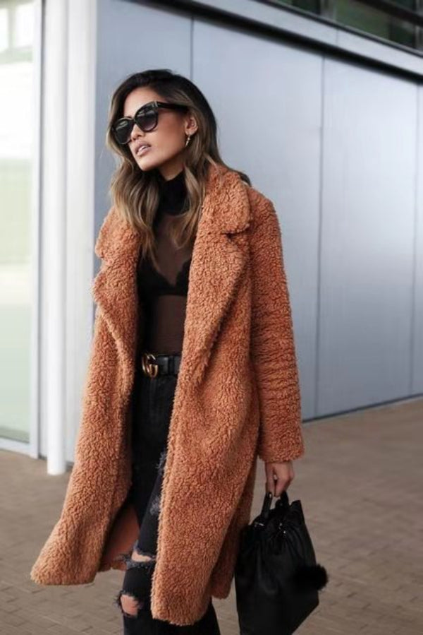 Trendy Warm Long Teddy Coat for Women - Isla 10