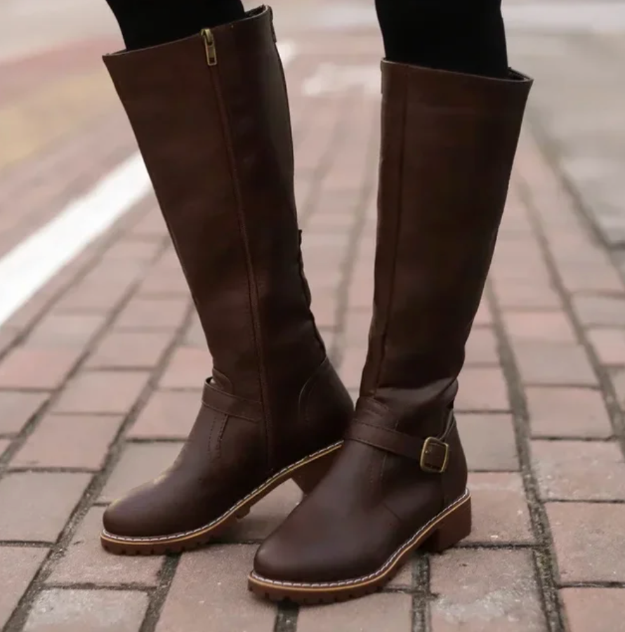 Women's Trendy Boots with Cushioned Sole Non-Slip Grip Removable Footbed for Everyday Wear-Women's High Boots-Brown-5-
