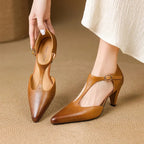Triana | Women’s Genuine Leather Heels – Chic Artisan Stiletto & Refined Slimming Silhouette-Pointed Heels-Brown-4-