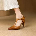 Triana | Women’s Genuine Leather Heels – Chic Artisan Stiletto & Refined Slimming Silhouette-Pointed Heels-Brown-4-