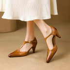 Triana | Women’s Genuine Leather Heels – Chic Artisan Stiletto & Refined Slimming Silhouette-Pointed Heels-Brown-4-