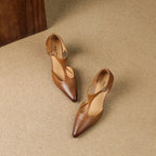 Triana | Women’s Genuine Leather Heels – Chic Artisan Stiletto & Refined Slimming Silhouette-Pointed Heels-Brown-4-
