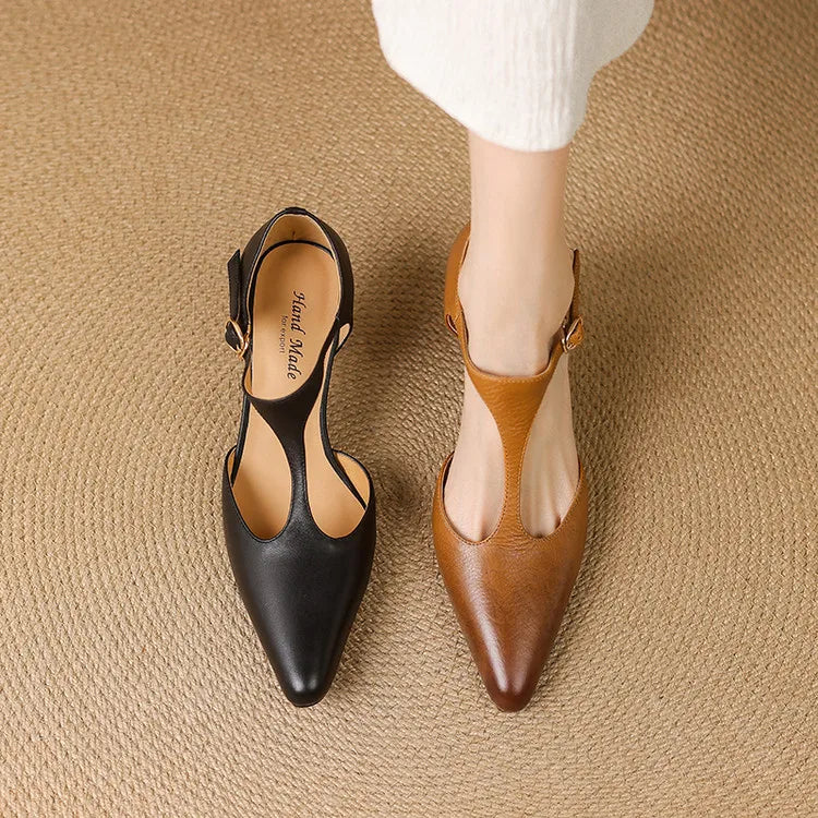 Triana | Women’s Genuine Leather Heels – Chic Artisan Stiletto & Refined Slimming Silhouette-Pointed Heels-Brown-4-