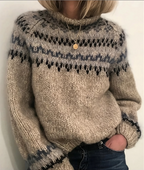 Sigrid | Turtleneck Norwegian Sweater Women Warm Knit-Women's Knitted Sweater-Grey-S-Camoufit