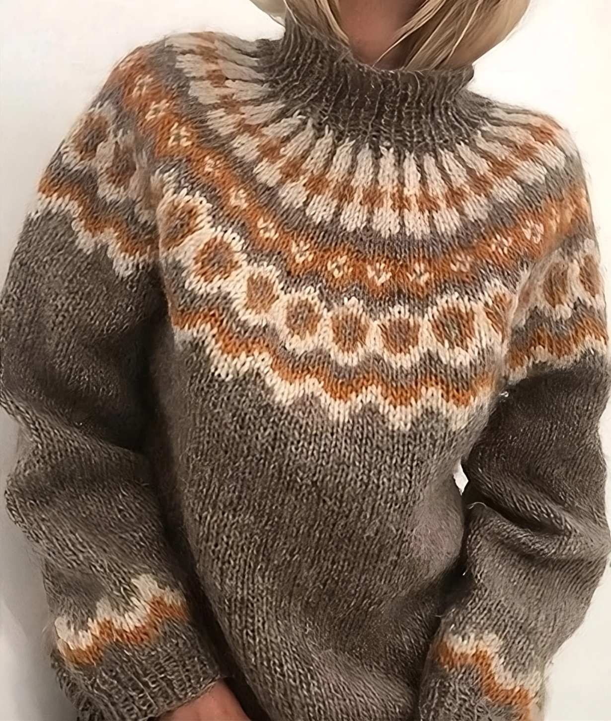 Sigrid | Turtleneck Norwegian Sweater Women Warm Knit-Women's Knitted Sweater-Brown-S-Camoufit