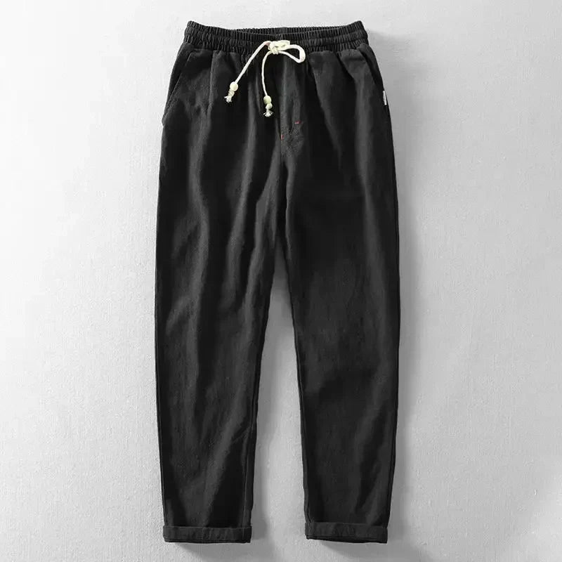 Men's Breathable Linen Trousers – Lightweight Summer Comfort Fit-Men's Linen Pants-Black-S-