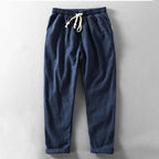 Men's Breathable Linen Trousers – Lightweight Summer Comfort Fit-Men's Linen Pants-Dark blue-S-