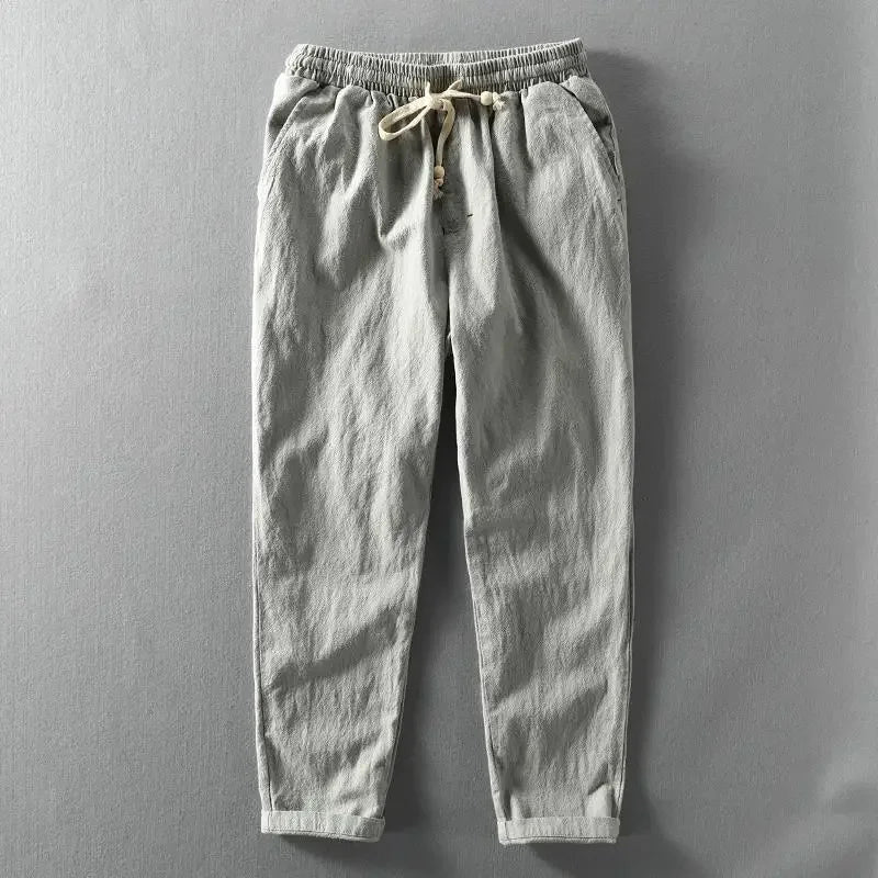 Men's Breathable Linen Trousers – Lightweight Summer Comfort Fit-Men's Linen Pants-Light green-S-