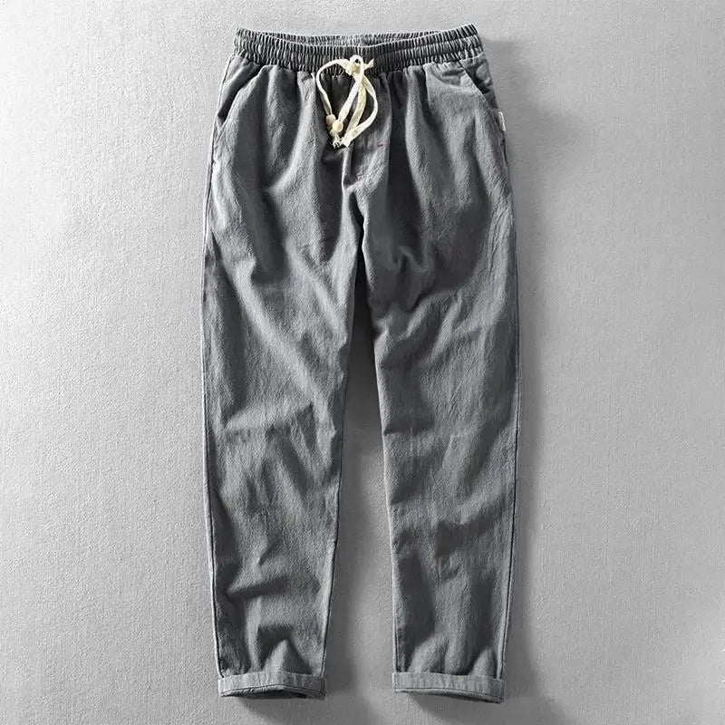 Men's Breathable Linen Trousers – Lightweight Summer Comfort Fit-Men's Linen Pants-Grey-S-