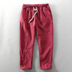 Men's Breathable Linen Trousers – Lightweight Summer Comfort Fit-Men's Linen Pants-Red-S-