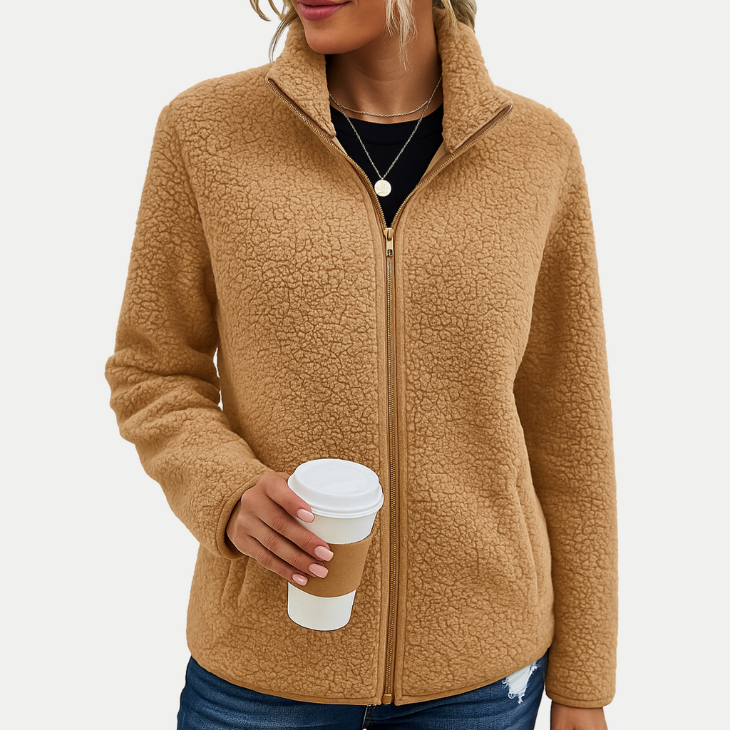 Solis | Women's Textured Fleece Jacket - Pattern Zip-Up Coat