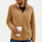 Solis | Women's Textured Fleece Jacket - Pattern Zip-Up Coat