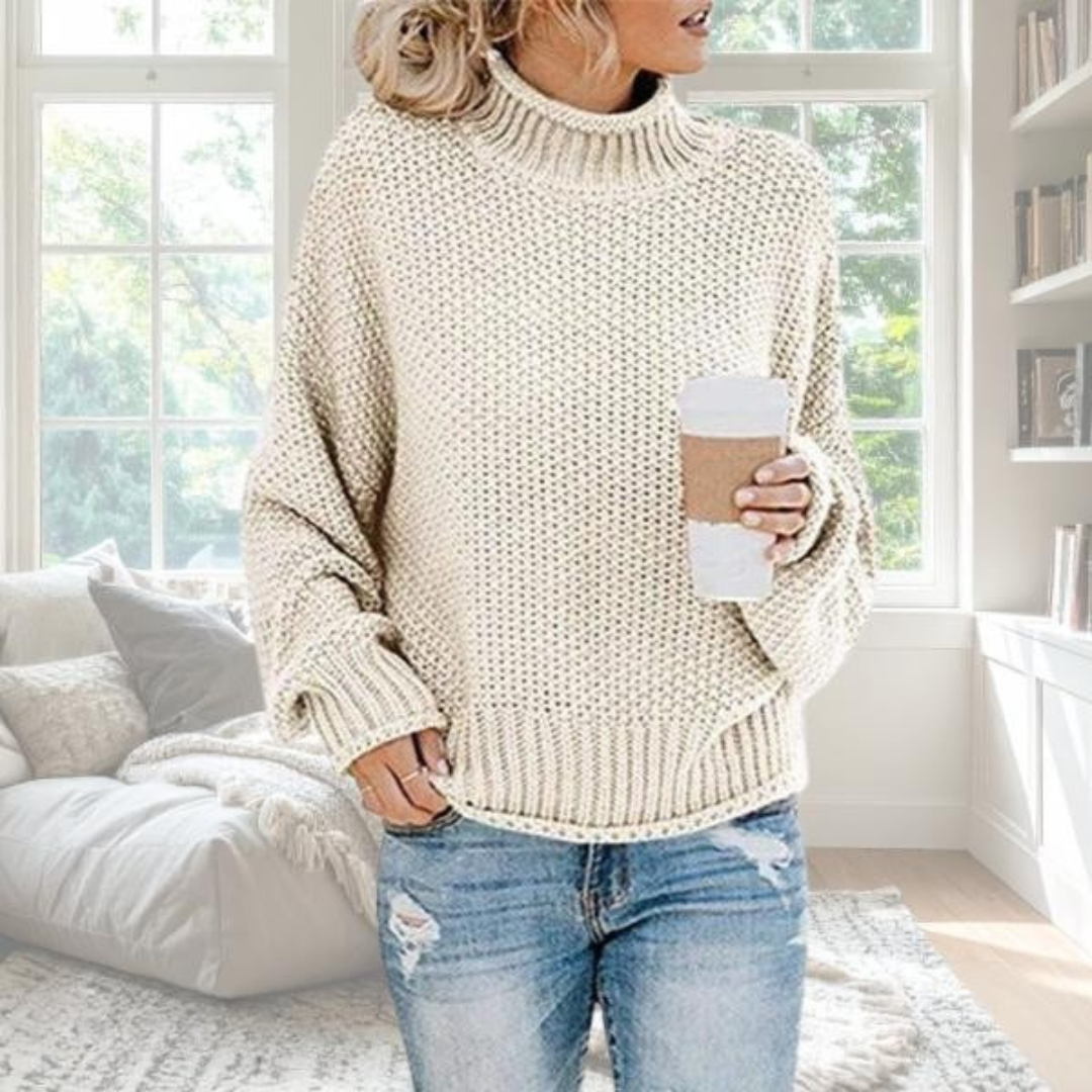 Luna | Women's Textured Knit Sweater - Long Sleeve Crewneck Pullover