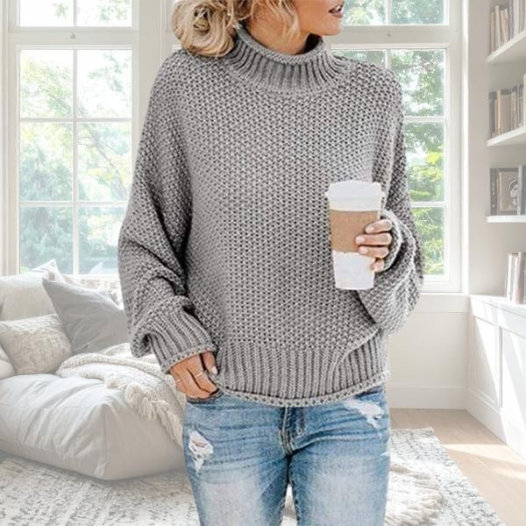 Luna | Women's Textured Knit Sweater - Long Sleeve Crewneck Pullover