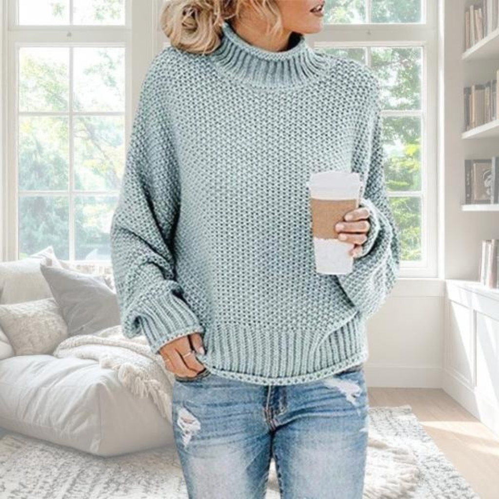 Luna | Women's Textured Knit Sweater - Long Sleeve Crewneck Pullover