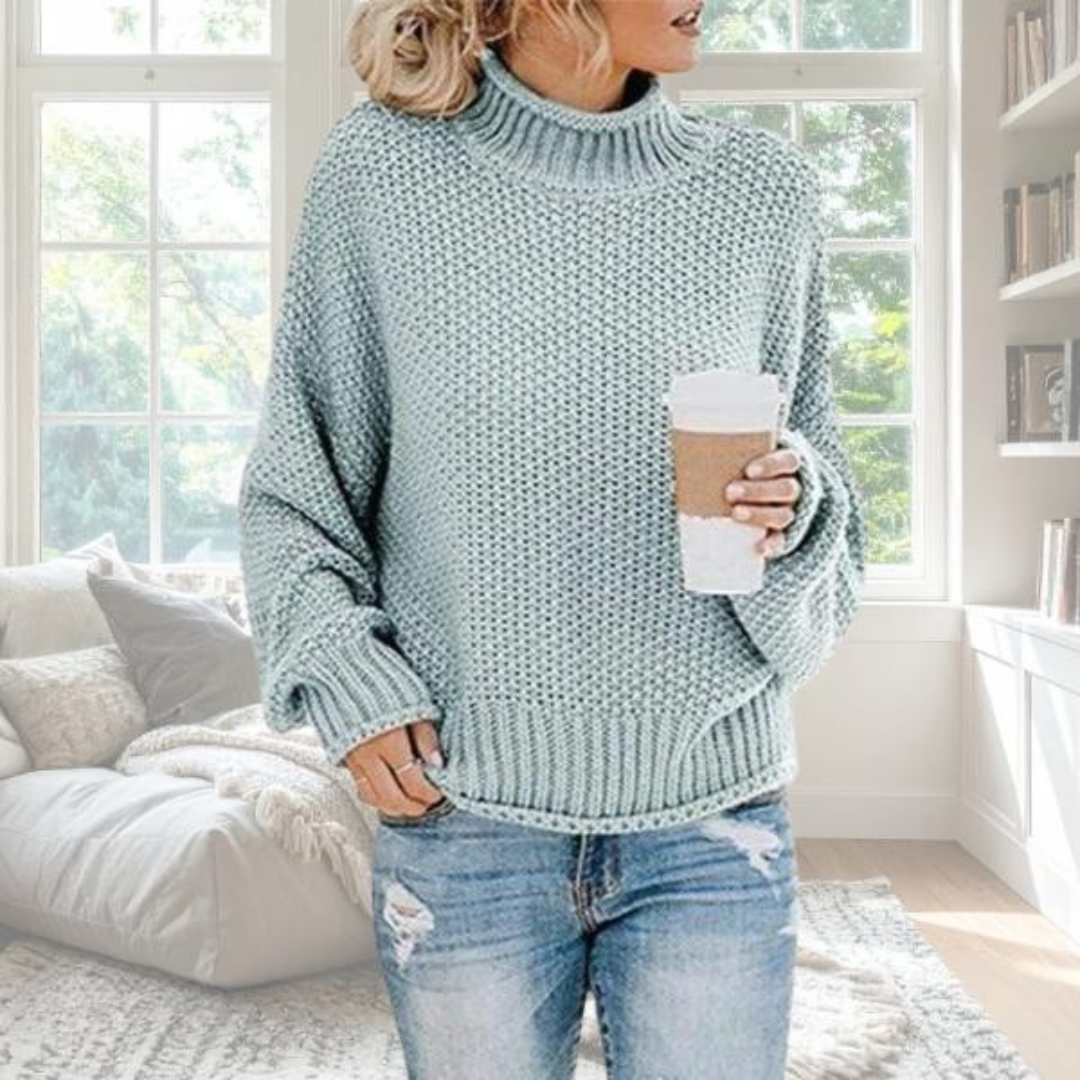 Luna | Women's Textured Knit Sweater - Long Sleeve Crewneck Pullover