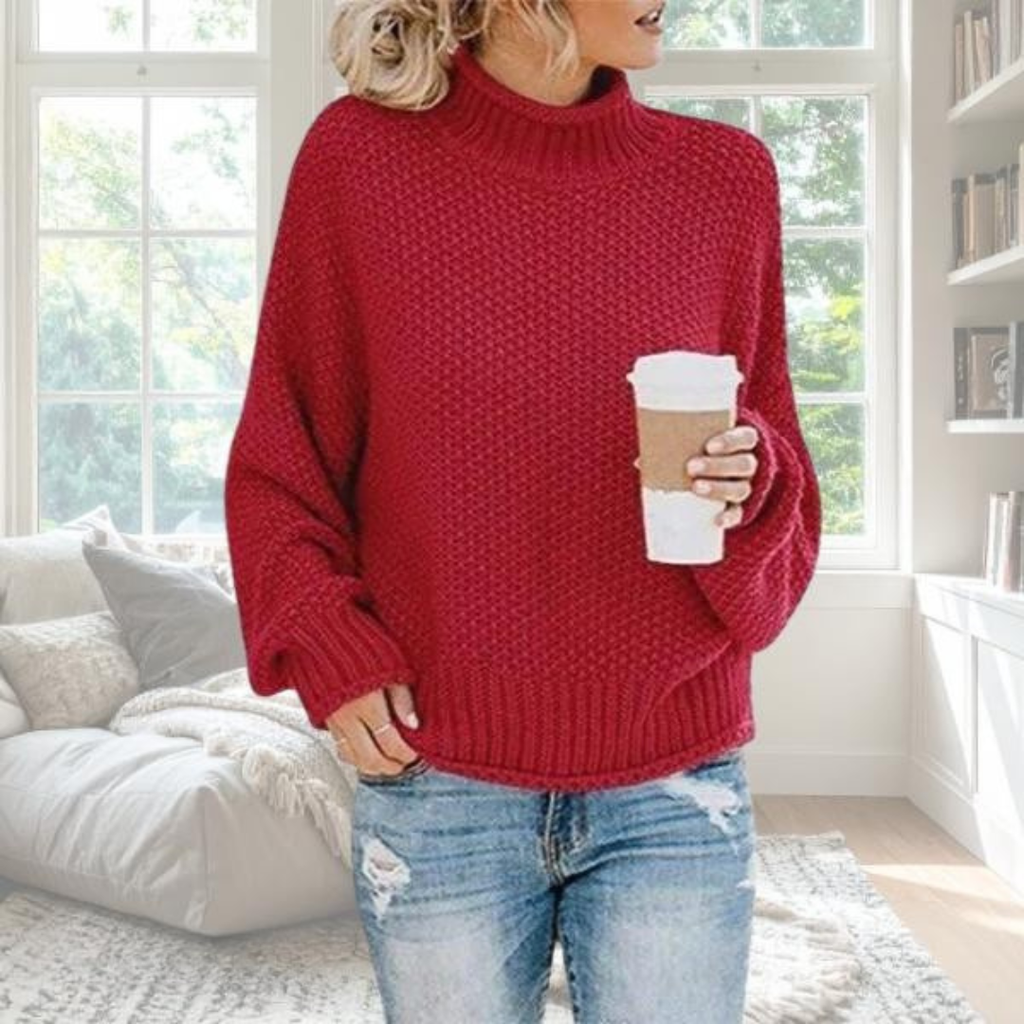 Luna | Women's Textured Knit Sweater - Long Sleeve Crewneck Pullover
