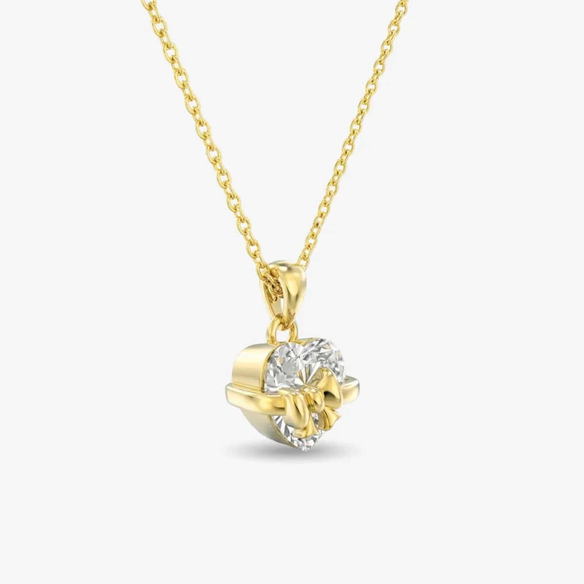 Yavina | Heart Necklace for Women - Gold Bow Sparkling Stone Delicate Elegant Fit-Necklaces-Gold-Camoufit