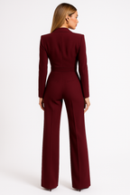 Céllia | Women's V Neck Wide Leg Jumpsuit Wrap Front Tailored Structured Elegant Evening Playsuit-Jumpsuit-White-S-Camoufit