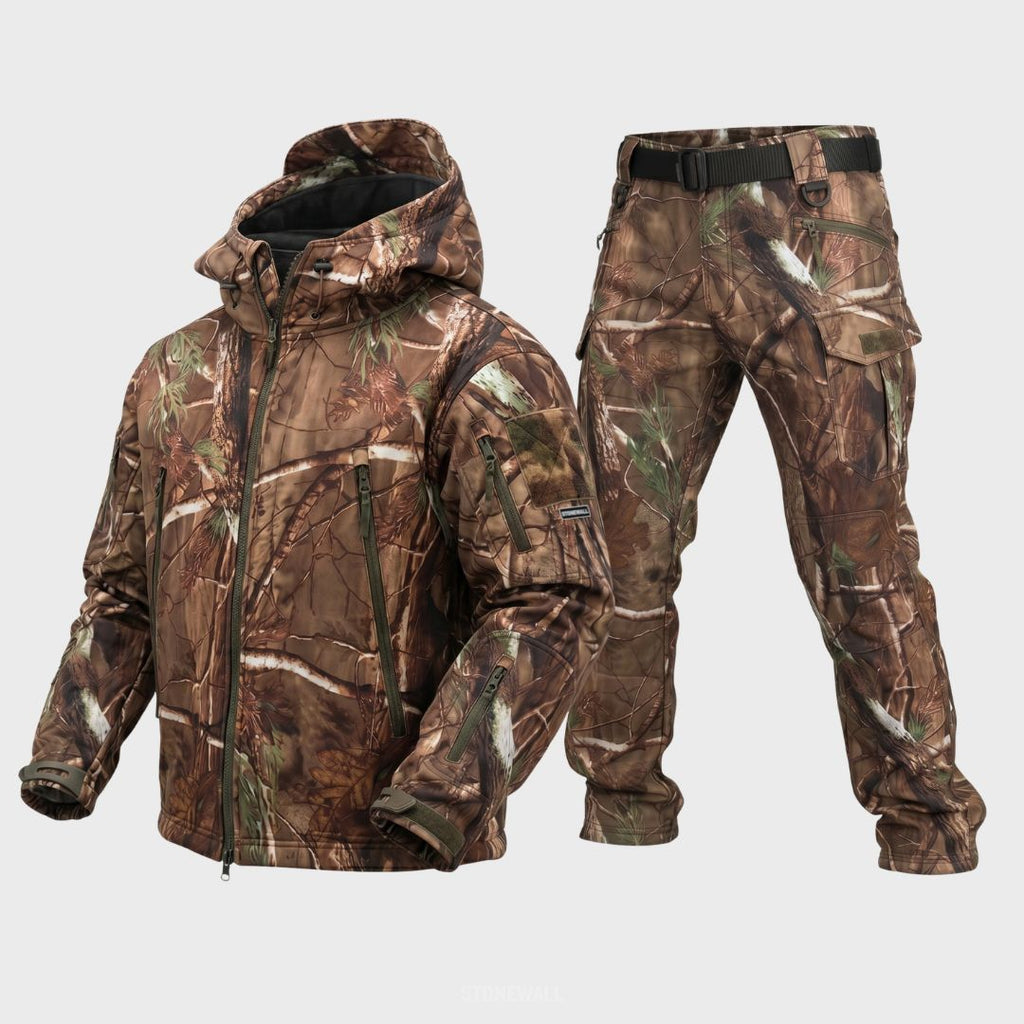 Casen | Softshell Jacket and Pants Set for Men - Waterproof Camo Fleece Lined Hunting Fit-Tactical Set-Tree camo-XS-Camoufit