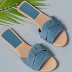 Roséa | Slip On Sandals for Women - Smooth Flat Slipper Elegant Comfort Fit-Women's Sandals-Blue-5-Camoufit