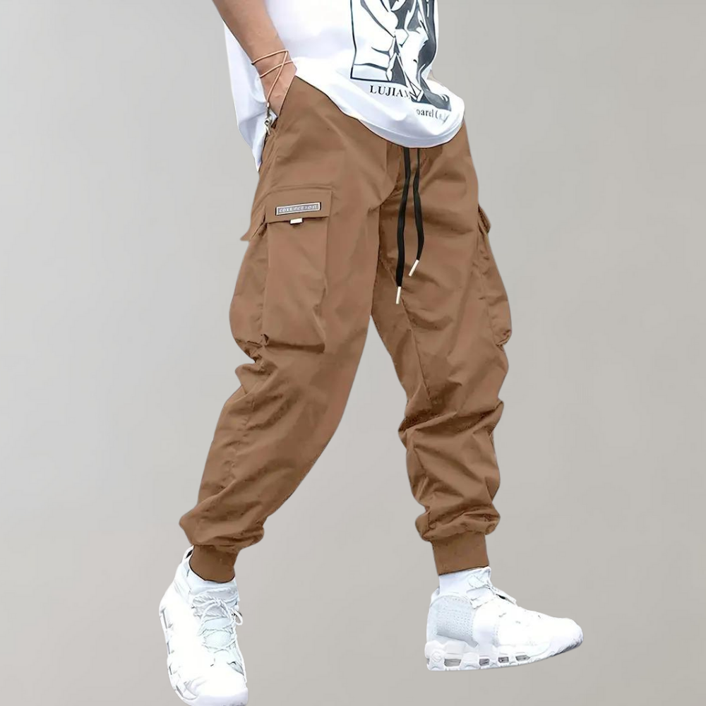 Dorian Men's Slim Leg Cargo Pants – Versatile Multi-Pocket Utility Trousers-Cargo Pants-CAMOUFIT-Khaki-S-Camoufit