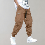 Dorian Men's Slim Leg Cargo Pants – Versatile Multi-Pocket Utility Trousers-Cargo Pants-CAMOUFIT-Khaki-S-Camoufit