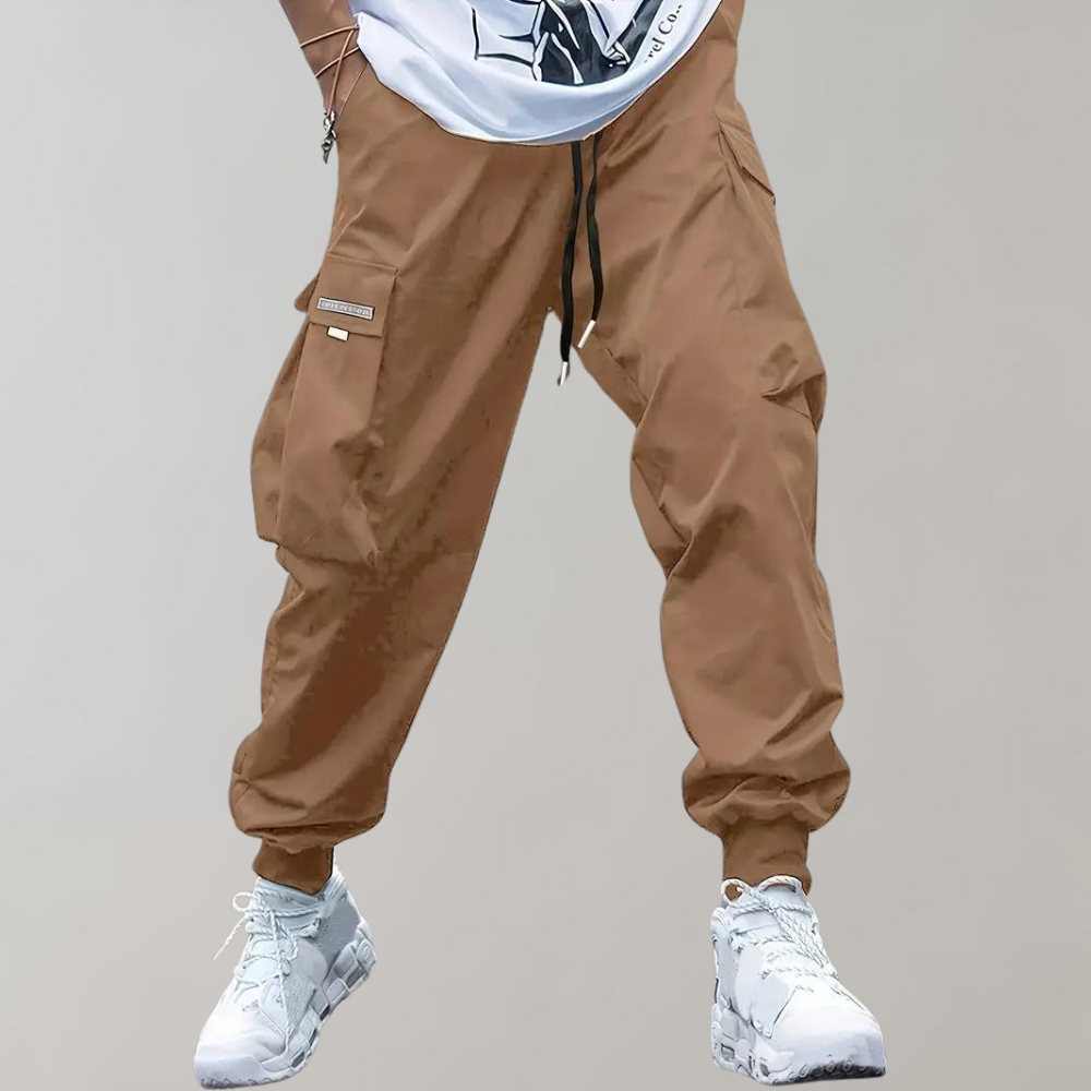 Dorian Men's Slim Leg Cargo Pants – Versatile Multi-Pocket Utility Trousers-Cargo Pants-CAMOUFIT-Khaki-S-Camoufit