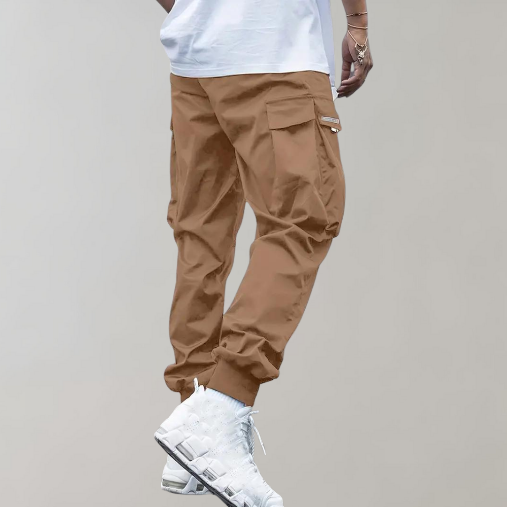 Dorian Men's Slim Leg Cargo Pants – Versatile Multi-Pocket Utility Trousers-Cargo Pants-CAMOUFIT-Khaki-S-Camoufit
