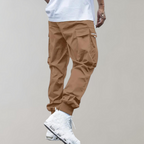 Dorian Men's Slim Leg Cargo Pants – Versatile Multi-Pocket Utility Trousers-Cargo Pants-CAMOUFIT-Khaki-S-Camoufit