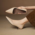Vienna | Women’s Genuine Leather Heels – Chic Artisan Stiletto & Refined Slimming Silhouette-Kitten Heels-Beige-4-
