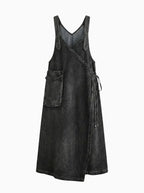 Vintage Large Pocket Denim Overall Dress-Overall Dresses-CAMOUFIT-Black-S-Camoufit