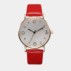 Malira | Watch for Women - Round Case Leather Band Minimalist Quartz Elegant Fit-Watches-Red-Camoufit