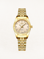 Rovina | Mini Quartz Watch for Women - Gold Zirconia Stainless Steel Analog Elegant Fit-Watches-Camoufit