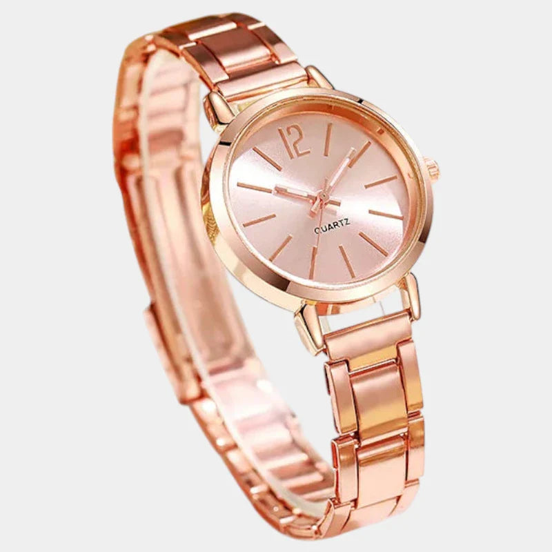Zayelle | Quartz Watch for Women - Bracelet Style Open-Link Simple Dial Design-Watches-Rose Gold-Camoufit