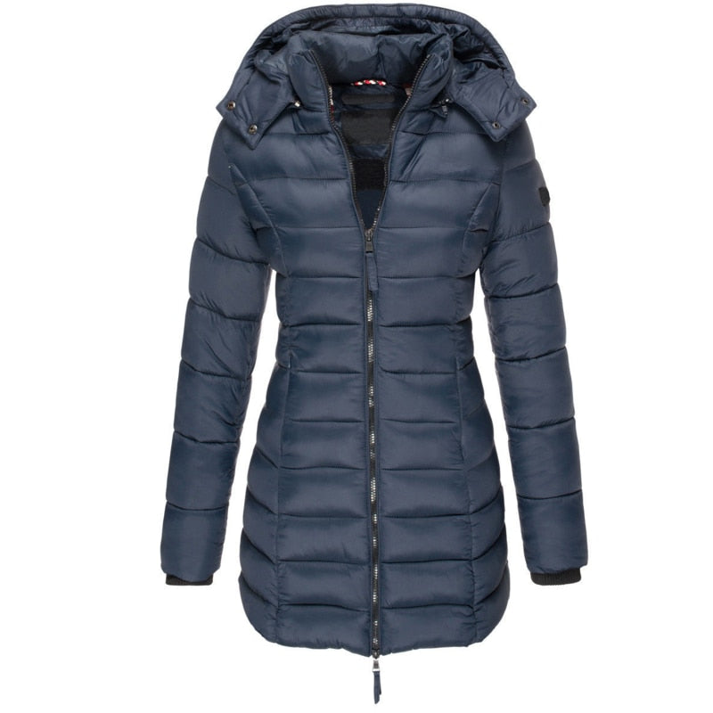 Olivia Warm Hooded Winter Jacket – Lightweight & Insulated Fit-Women's Winter Jacket-CAMOUFIT-Dark Blue-S-Camoufit