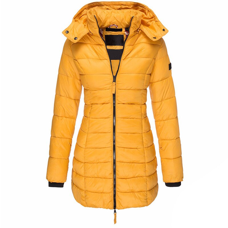 Olivia Warm Hooded Winter Jacket – Lightweight & Insulated Fit-Women's Winter Jacket-CAMOUFIT-Yellow-S-Camoufit