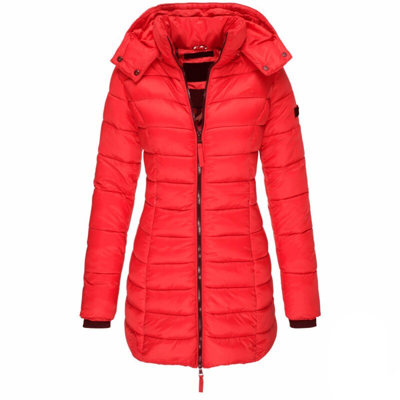 Olivia Warm Hooded Winter Jacket – Lightweight & Insulated Fit-Women's Winter Jacket-CAMOUFIT-Red-S-Camoufit