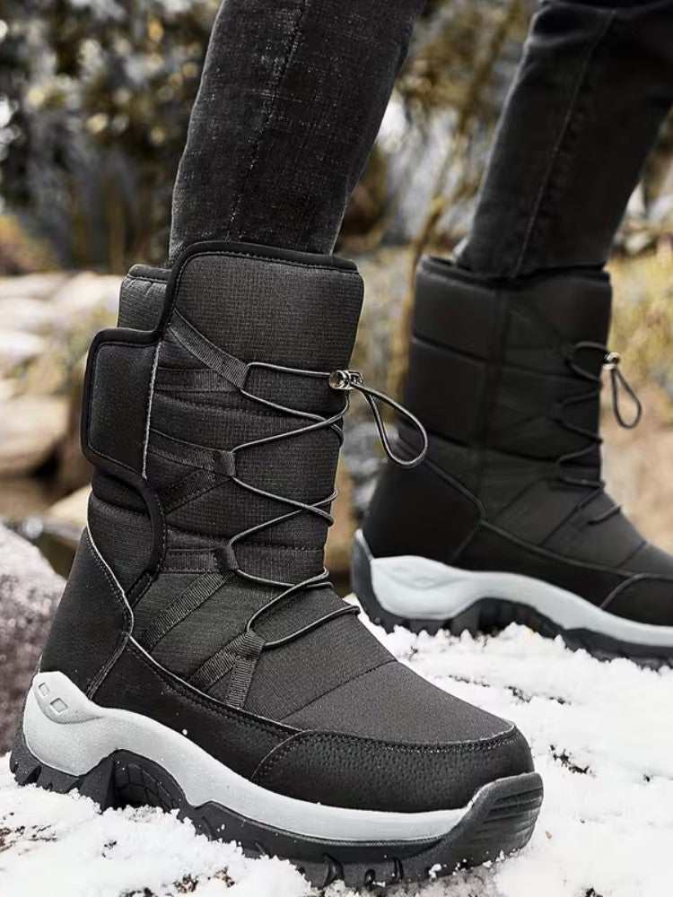 Men's Waterproof Winter Boots – Thermal Lined Snow Boots with Deep Tread Non-Slip Sole, Black or Gray, EU 39–46 – Mane
