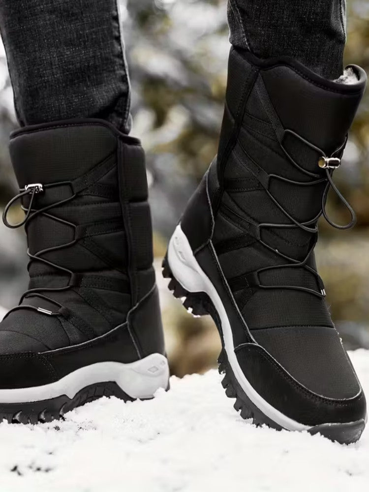 Men's Waterproof Winter Boots – Thermal Lined Snow Boots with Deep Tread Non-Slip Sole, Black or Gray, EU 39–46 – Mane